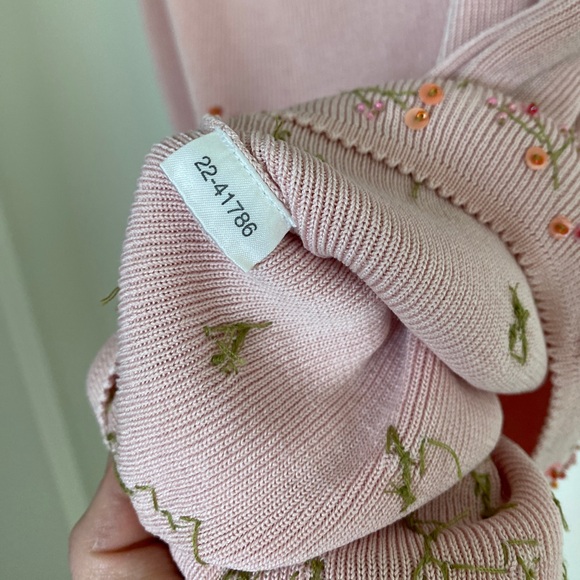 Vintage Y2K Coquette Pink Silk Knit Sequin Embroidered Tank Top Cami Ann Taylor - Picture 11 of 13